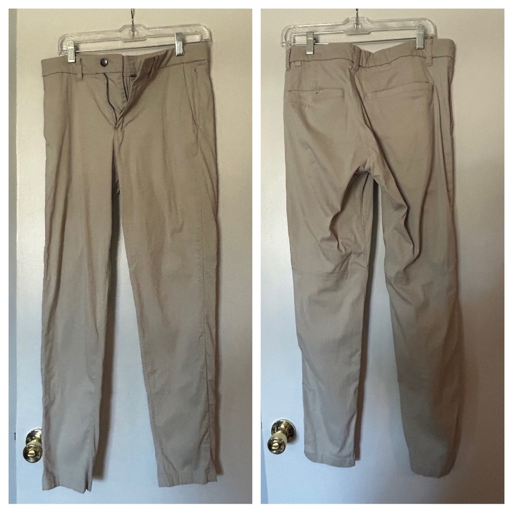 Lululemon commission pant in light tan, with imperfections